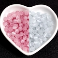 Perles rondes œil de chat rose et bleu clair pour création de bijoux faits main - Blanc et Rose (Trou env. 1mm) / 6mm (30 Pcs/Pack)