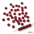 4mm red Czech glass flower beads with blue spotted kiln-altered patterns for DIY jewelry - 4mm / Donut (20 Pieces/Pack) / Red Series