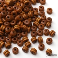 Bulk 5x6mm dark brown minimalist wooden beads with natural grain for DIY jewelry making - Two-section Spacer / 20 Pieces/Pack (5x6mm, Aperture Approx. 1.8mm) / Brown