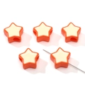 Perles étoiles en acrylique orange et blanc à grands trous pour fabrication de bijoux - 2 Pièces/Ensemble / Centre Jaune Avec Bord Orange / 16mm