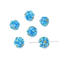 Himmelblaue handgefertigte Glasperlen mit 3D-Blumenmuster für DIY-Schmuckherstellung - 12mm (1 Stück) / Himmelblau