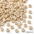 DIY jewelry 3x6mm flat cylindrical natural wood beads in light raw wood finish - Wheel Beads / 20 Pieces/Pack (3x6mm, Aperture Approx. 2mm) / Beige