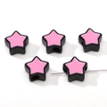 Perles étoiles en acrylique noir avec centre rose pour création bijoux DIY - 2 Pièces/Ensemble / Centre Rose Rose Avec Bord Noir / 16mm