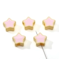Perles étoiles en acrylique jaune et rose pour la création de bijoux faits main - 2 Pièces/Ensemble / Centre Rose Avec Bord Jaune / 16mm