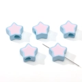 Perles étoiles en acrylique rose et bleu avec grands trous pour création de bijoux DIY - 2 Pièces/Ensemble / Centre Rose Avec Bord Bleu / 16mm
