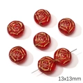 Red 13mm Czech glass beads with golden rose carving for DIY jewelry making - 13x13mm / Round Rose (1 Piece/Pack) / Red Series