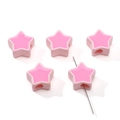 Perles en étoile acrylique rose avec finition lisse et grands trous pour bijoux - 2 Pièces/Ensemble / Centre Rose Avec Bord Rose Clair / 16mm