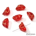 Translucent red fish-shaped glass bead with gold lines for DIY jewelry, 21x11mm size - 21x11mm / Nightingale (1 Piece/Pack) / Red Series