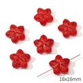 Handmade red flower 16mm glass beads with gold accents for DIY jewelry making - 16x16mm / Cherry Blossom (1 Piece/Pack) / Red Series