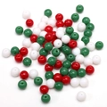 Red white green floral pearl beads for DIY jewelry making handmade necklace materials - Ceramic-Look Round Bead (2#) / 50 Pieces/Pack (8mm) / Christmas Mixed Colors (Red/Green/White)