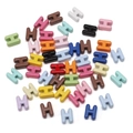 Colorful H-shaped alloy alphabet beads with enamel finish for DIY jewelry and phone chains - Random Mixed Colors (5 Pcs/Pack) / Letter H