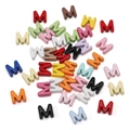 Colorful alloy alphabet letter M beads for DIY handmade phone chains and jewelry making - Random Mixed Colors (5 Pcs/Pack) / Letter M