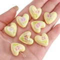 Gele hartvormige acrylkralen met tulpenpatroon voor het maken van DIY-sieraden - 20x19mm (2 Stuks/Verpakking) / Vla Geel