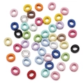 Colorful flat round alloy spacer beads for DIY jewelry making in various vibrant colors - Random Mixed Colors (5 Pcs/Pack) / Letter O