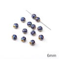 DIY jewelry 6mm blue cloisonne enamel beads with golden floral patterns for bracelets - Six-Word Mantra Round Bead / 6mm (1 Piece) / Blue