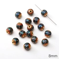 8mm red blue green cloisonne enamel beads with gold symbols for DIY jewelry making - Six-Word Mantra Round Bead / 8mm (1 Piece) / Green