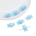 Perles en acrylique bleu en forme de bonbon avec fini iridescent pour création de bijoux DIY - 21x12mm Trou env. 2mm (5 pcs/Paquet) / Bleu