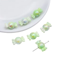 Perles en acrylique vert clair nacré en forme de bonbon avec revêtement AB pour bijoux - 21x12mm Trou env. 2mm (5 pcs/Paquet) / Vert