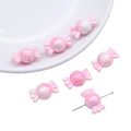 Perles en acrylique rose en forme de bonbon avec finition nacrée pour bijoux DIY - 21x12mm Trou env. 2mm (5 pcs/Paquet) / Rose