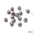 Handmade 8mm blue cloisonne enamel flower beads with gold trim for DIY jewelry making - Six-Leaf Round Bead / 8mm (1 Piece) / Blue