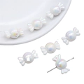 Perles en acrylique blanc irisé en forme de bonbon pour la création de bijoux DIY - 21x12mm Trou env. 2mm (5 pcs/Paquet) / Blanc