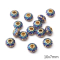 Blue and gold heart pattern enamel beads for DIY jewelry making 10x7mm alloy spacers - Heart Abacus Bead / 10x7mm (1 Piece/Pack) / Blue