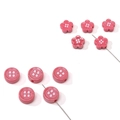 Bottoni rosa in acrilico a fiori e rotondi con quattro punti bianchi per gioielli DIY - Rosa Intenso