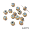 Blue and gold 8x5mm Cloisonne enamel beads for DIY handmade jewelry bracelets - Auspicious Cloud Flat Bead / 8x5mm (1 Piece/Pack) / Blue