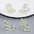 Iridescent unicorn acrylic charms in pale yellow-green for DIY jewelry making - 25x26mm (Hole Approx. 2.5mm, 2 Pcs/Pack) / Transparent Light Yellow