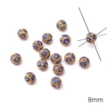 8mm gold-plated hollow metal beads with blue enamel flower design for DIY jewelry - Flower Ball Six-Hole Round Bead / 8mm (1 Piece) / Blue