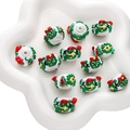 Cuentas de Navidad de 16mm pintadas a mano en acrílico con motivos de muñeco de nieve - Muñeco de Nieve Verde / 16mm (1 Pieza/Paquete)