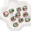 Perles de Noël 16mm en acrylique peintes à la main avec motifs Père Noël pour bijoux DIY - Bonhomme de Pain d'Épices avec Chapeau