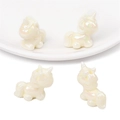 Perle de licorne en acrylique blanc nacré pour la création de bijoux DIY - 25x26mm (Trou env. 2,5mm, 2 Pcs/Paquet) / Beige Solide
