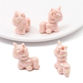 Perles licorne en acrylique rose avec fini arc-en-ciel nacré pour bijoux DIY - 25x26mm (Trou env. 2,5mm, 2 Pcs/Paquet) / Couleur solide Rose
