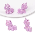 Perles licorne en acrylique violet iridescent avec trous pour la création de bijoux DIY - 25x26mm (Trou env. 2,5mm, 2 Pcs/Paquet) / Violet Solide