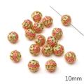 10mm spherical hollow alloy beads with pink and mint enamel for DIY jewelry making - Leaf Round Ball Bead / 10mm (1 Piece) / Rose Green