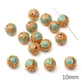 10mm cloisonné hollow bead with lucky Chinese characters for DIY jewelry making - Safe and Joy Round Bead / 10mm (1 Piece) / Orange Blue