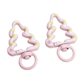 Pink Christmas tree alloy lobster clasp with white stripes and yellow dots for DIY - Christmas Tree (FKY125) / 1 Piece/Pack (27x44x5mm) / Light Pink