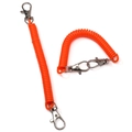 Elastic bright orange spiral spring lanyard with metal lobster clasps for keys - Double Clasp (FKY118-02) / Orange