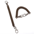 Dark khaki stretch spiral plastic telephone cord keychain with metal lobster clasps - Double Clasp (FKY118-02) / Coffee