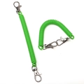 Neon green elastic spring keychain with dual silver lobster clasps for anti-loss - Double Clasp (FKY118-02) / Dark Green
