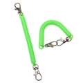 Neon green spiral spring keychain with dual silver metal lobster clasps for keys - Double Clasp (FKY118-02) / Fluorescent Green