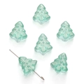 Cuentas de vidrio de árbol de Navidad verde claro con purpurina plateada para joyas DIY - 15x16mm Agujero 1mm (10 unidades/paquete) / Azul Verde con Purpurina