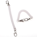 Translucent white spiral spring lanyard with silver dual metal lobster clasps - Double Clasp (FKY118-02) / Clear White