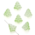 Perline in vetro smerigliato verde chiaro a forma di albero di Natale per gioielli fai da te - 15x16mm Foro 1mm (10 pezzi/confezione) / verde chiaro