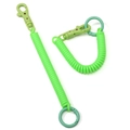 Fluorescent green spiral spring keychain with lobster clasp and round metal ring - Card Ring (FKY118-03) / Fluorescent Green