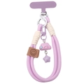 Woven purple and beige phone wrist strap with cute cloud and star pendants - Purple & Beige + Purple Cloud (1 Set/Pack)