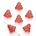 Perline di vetro a forma di albero di Natale rosso per la creazione di gioielli DIY - 15x16mm Foro 1mm (10 pezzi/confezione) / Rosa antico