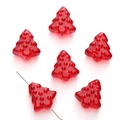 Perline albero di Natale in vetro rosso trasparente per creazioni di gioielli fai-da-te - 15x16mm Foro 1mm (10 pezzi/confezione) / Rosso