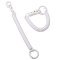 White plastic coil keychain set with dual clips and spiral spring rope for DIY charms - Card Ring (FKY118-03) / White
